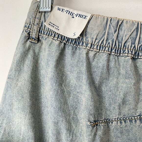 We The Free Shibuya Wide Leg Jeans Elastic Comfort Waist Blue Washed S - Picture 9 of 12